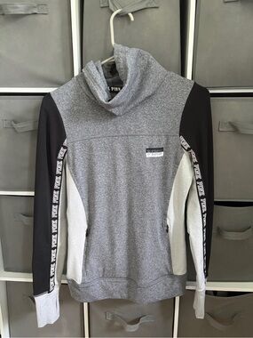 Victoria's Secret PINK Grey & Black Hoodie with Logo Tape